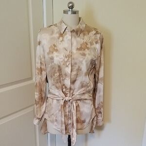 Donna Karan Cream Floral Blouse
